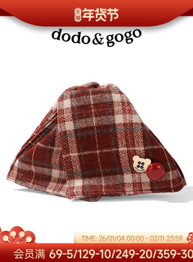 DODOGOGO小熊纽扣格纹抓夹女2026新款红色新年发抓高端贝壳夹发饰