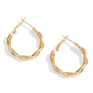 DODOGOGO气质圈圈耳环女款2025新款爆款耳饰素圈金属麻花耳圈耳钉