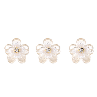 dodogogo亚克力锆石花朵抓夹三件套刘海侧边发卡女小号发夹发饰