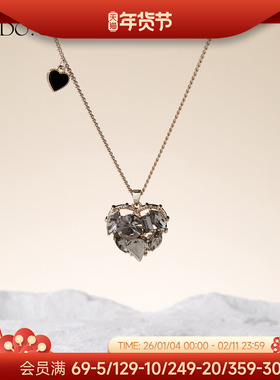 DODOGOGO黑色锆石爱心项链女吊坠秋冬毛衣链颈链新款锁骨链配饰