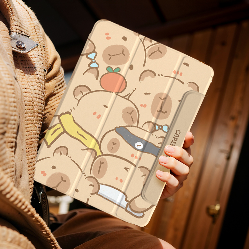 平板ipad保护套带笔槽air6磁吸壳双面夹ipad保护壳mini6亚克力10.9内壳ipadair5保护套2024可爱卡皮巴拉pro11