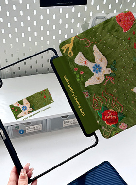 【720旋转】ipadair6保护套亚克力三折ipad9/10带笔槽防弯pro11硬轻薄Air3/2平板壳air5复古飞鸟女生4无笔槽