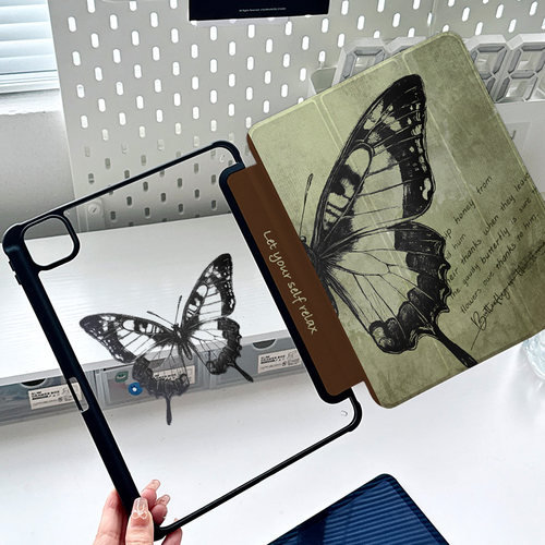 亚克力ipadair7保护套蝴蝶2025ipadpro13保护壳好看带第九代ipad10绿mini6防弯air6透明ipadmini7摔12.9笔槽5