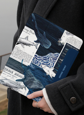 ipad11保护壳磁吸双面夹vivopad2/3pro平板海洋鲸鱼鲨鱼mini7黑色air6透明亚克力可拆分2025第十代10.9英寸套