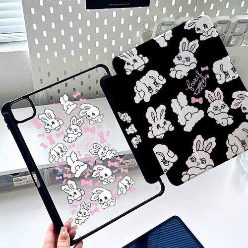ipad亚克力保护壳少女兔子2024款air6适用苹果平板pro11/13带笔槽mini7可旋转air7可爱卡通2025第11代10皮套