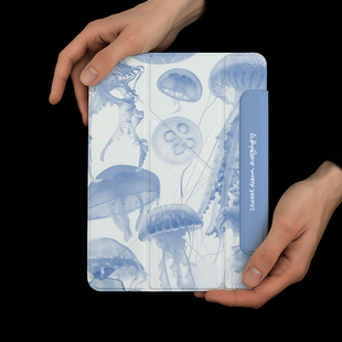 iPadmini7平板保护壳双面夹iPadAir7磁吸带笔槽2025Pro13新款Y型+三折可分离11代艺术水母适用小米7spro皮套