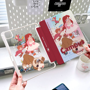 女生款爱丽儿ipadmini6保护壳亚克力带笔槽创意手写本air654皮套matepadair12平板防摔10.9第十代九可爱少女8