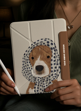 y折ipadmini7保护套磁吸双面夹Pro11带笔槽复古波点狗狗11代第十代matepadair12平板壳oppopad5pro亚克力air7