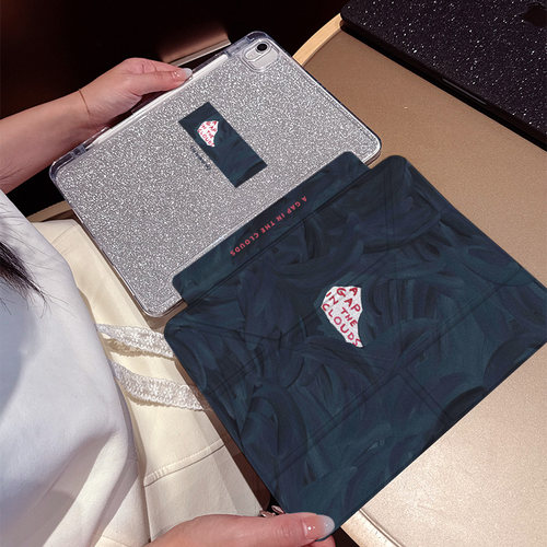 适用苹果ipadmini7保护壳透明亚克力防摔ipadpro13/12.9深色英文matepad12.2保护套无笔槽可拆轻薄air12磁吸5
