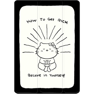 适用苹果ipad亚克力保护壳三折air5旋转透明matepa11可爱猫咪mini6卡通5pro平板pro11/12.9寸黑色软保护套9代