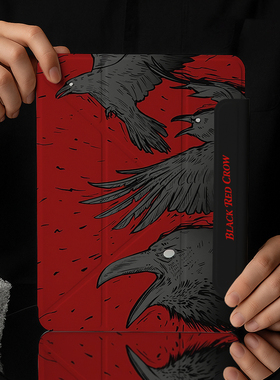 ipadair7保护套磁吸双面夹2025pro13第八九十代电脑软壳带笔槽2024pro11寸红色黑色乌鸦mini6平板iqoopad5壳