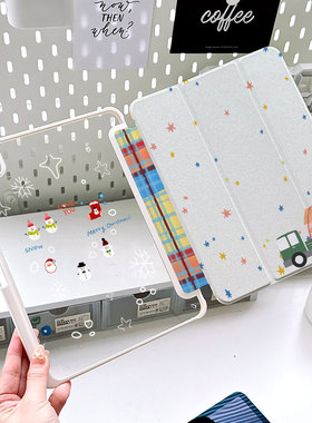 ipadair6保护套简约白礼物2024透明2024pro11壳5带笔槽10适用苹果mini7平板9防弯ari4第九代pad8亚克力13五代