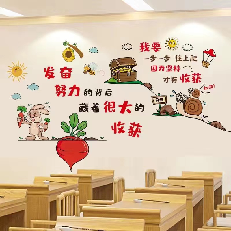儿童房卧室床头墙面装饰贴画自粘小学生教室布置3d立体墙贴图片