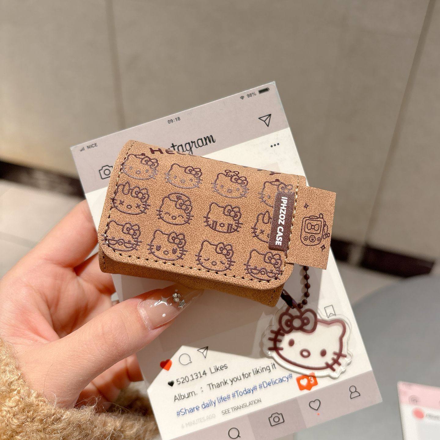 满印电话机凯蒂猫适用新款华为freeclip2皮质耳机包freebuds7i/6i/5i耳机保护套freeArc蓝牙se2/se3软壳pro3