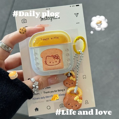 吐司凯蒂猫适用华为Freebuds7i蓝牙耳机壳freeclip夹耳式4i/5i/6i保护套华为6软壳pro3pro4趣味se2防摔华为7i