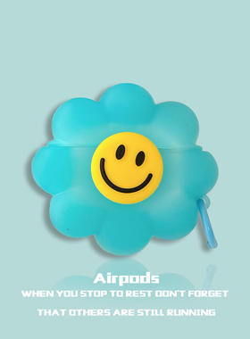 旋转笑脸蓝色太阳花适用AirpodsPro3代耳机壳airpods4降噪版3代pro2软壳苹果4代耳机套新款pro3保护套1/2代女