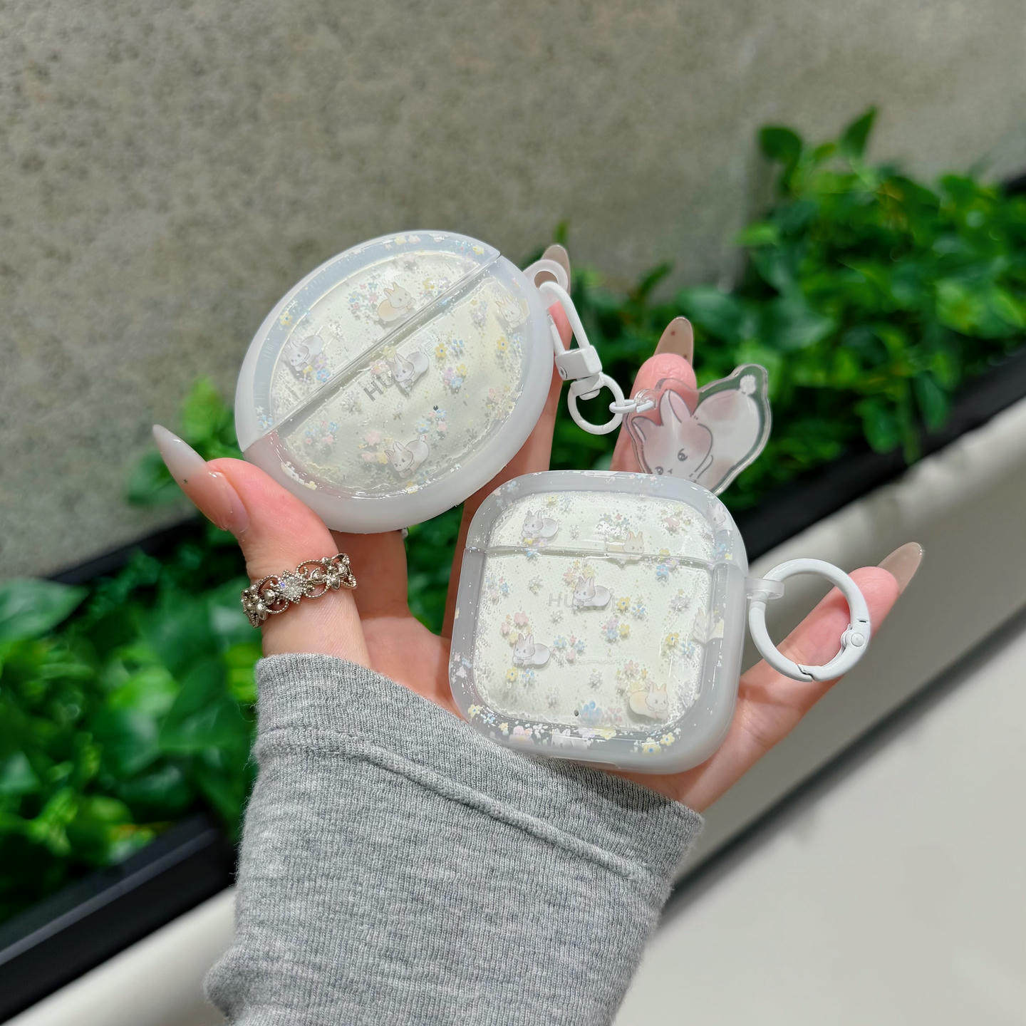 可爱碎花小灰兔适用华为freeclip2耳机保护套新款华为Pro5耳机壳华为freebuds5i/6i通用华为pro3/pro4软壳女