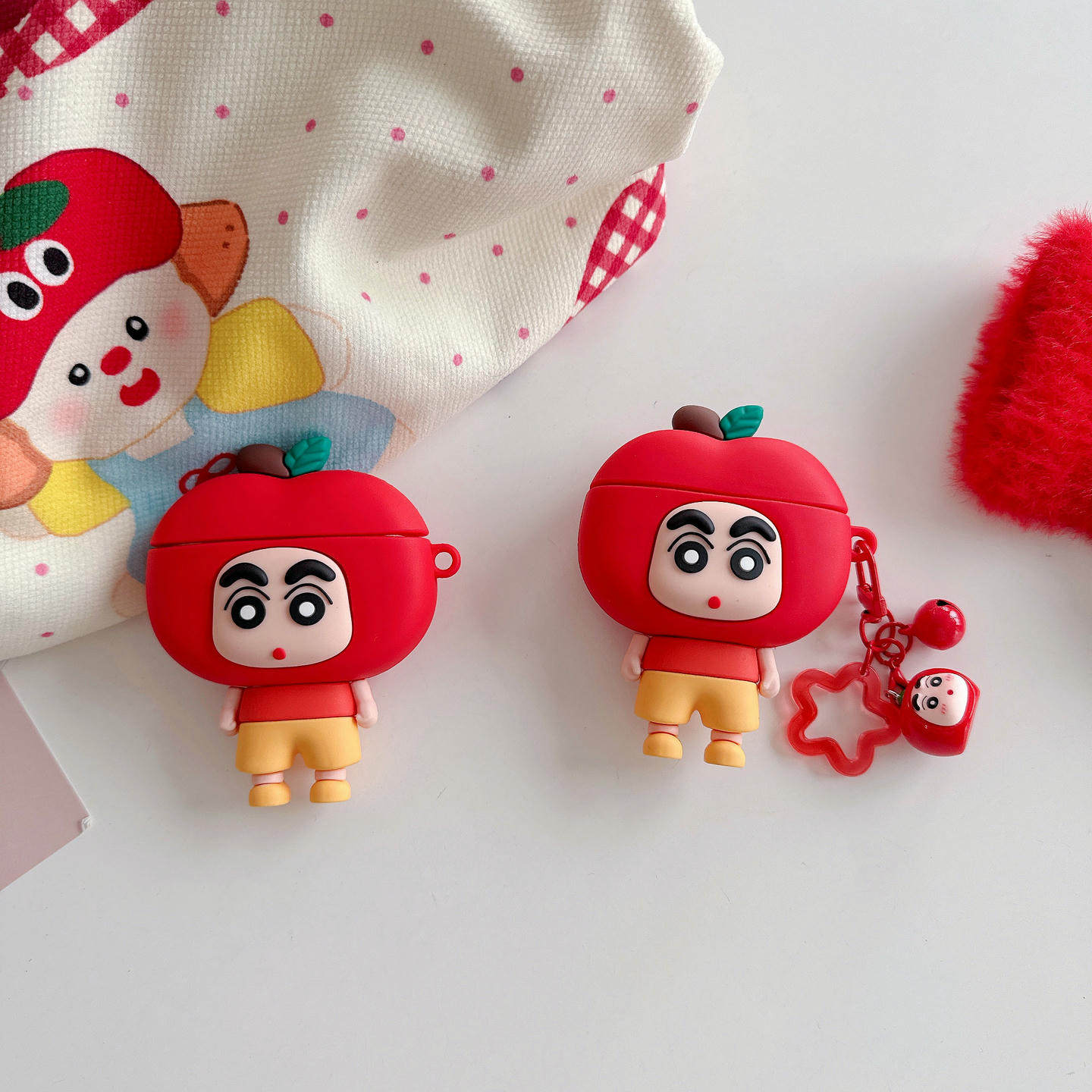 红苹果蜡笔小新适用苹果airpodspro3代蓝牙耳机壳airpods4降噪版pro2硅胶软壳苹果4代耳机套新款pro3防摔男女,3C数码配件,耳机保护套,淘宝优惠券,粉丝福利购,淘宝优惠卷