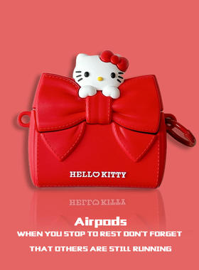 红色蓝色凯蒂猫包包适用AirpodsPro3代耳机壳airpods4降噪版3代pro2软壳苹果4代耳机套新款pro3保护套1/2代女