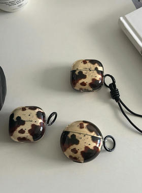 半透复古泼墨晕染琥珀适用华为clip2夹耳式保护套华为freebuds7i/5i/6i耳机壳三星buds3pro软壳三星core2025