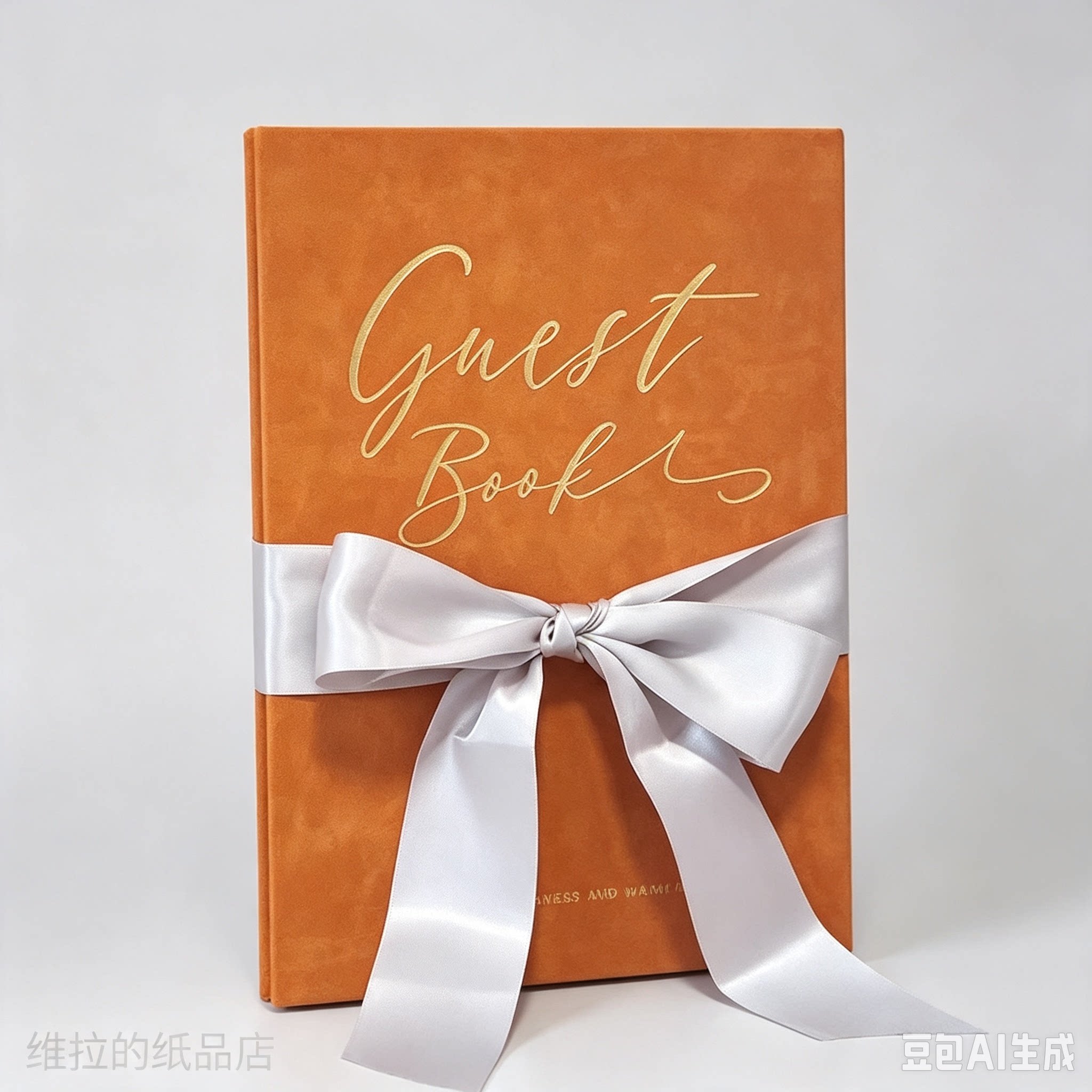 皮革烫金签到本结婚签到簿INS礼金簿/签名册