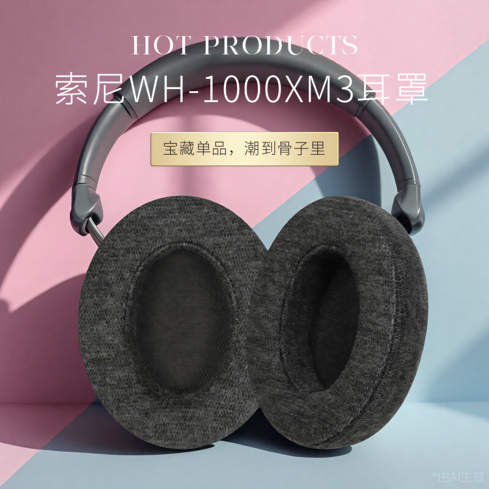 适用Sony索尼WH 1000XM3头戴式耳机套wh1000xm3耳罩xm3海绵垫替换