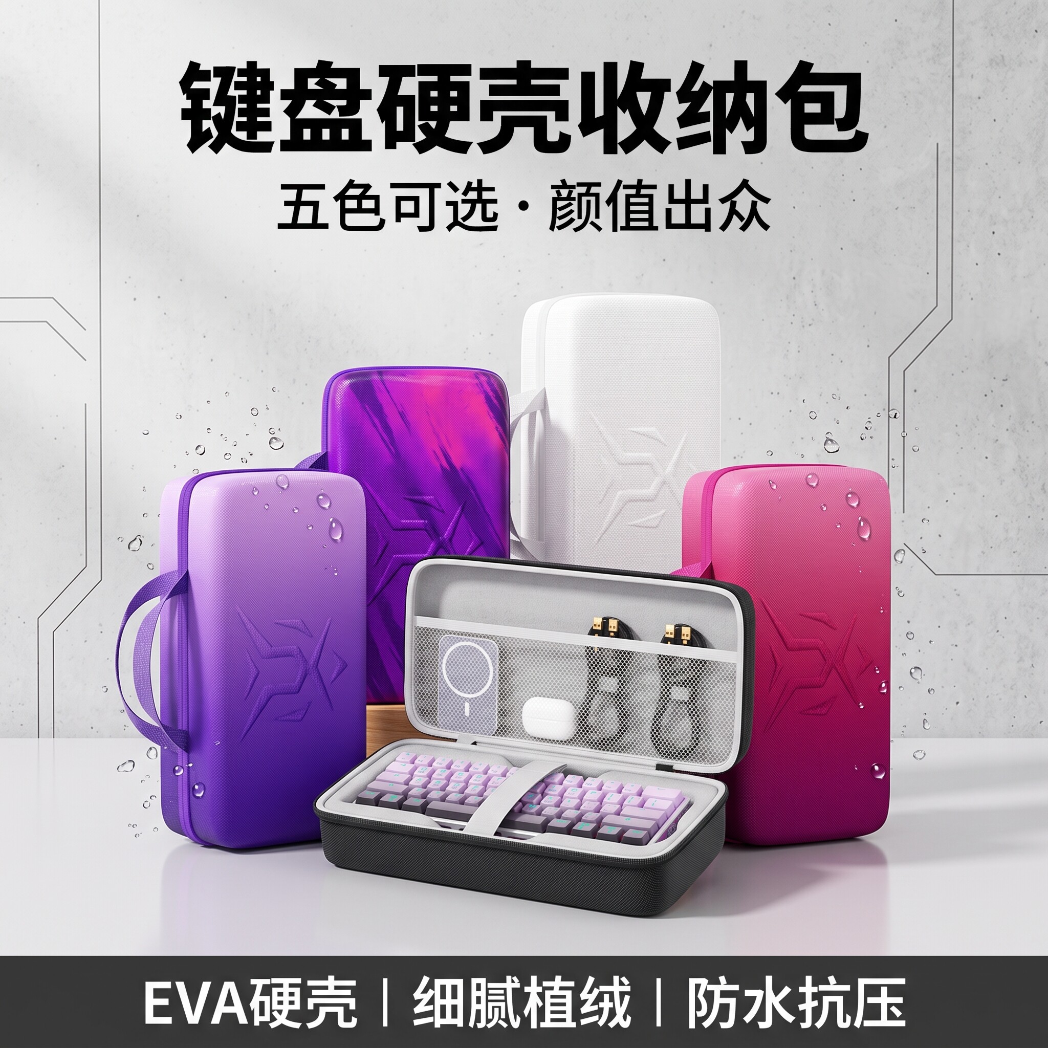 适用键盘收纳包ev63外设87鼠标收纳盒一体保护包wooting硬壳防摔atk抗压68键机械多功能数码eva键盘保护包图片