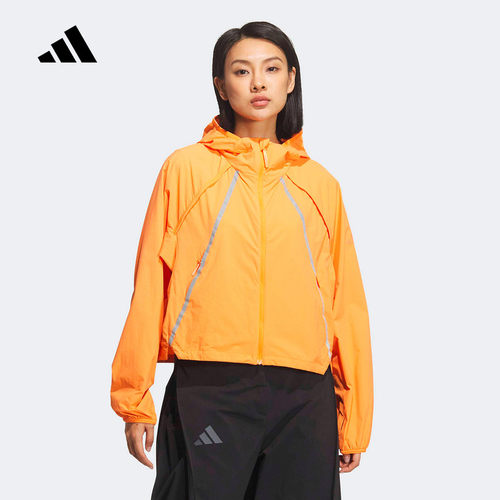 adidas阿迪达斯户外防风凉感运动连帽外套2026夏女梭织夹克KD4375