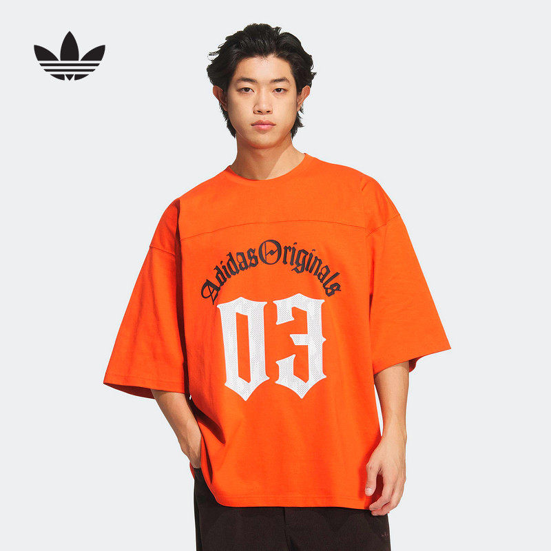 adidas阿迪达斯三叶草oversized中长半袖夏男足球风短袖T恤KR0407