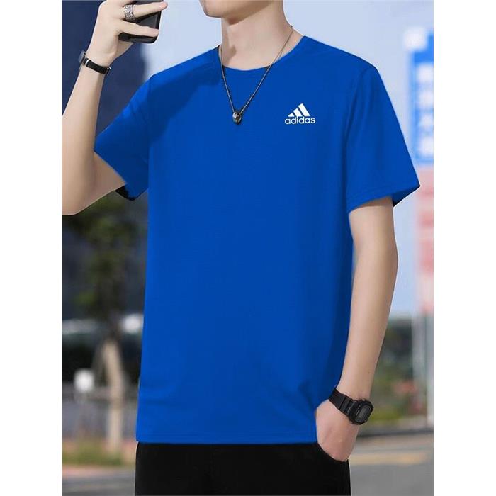 Adidas蓝色运动短袖男夏
