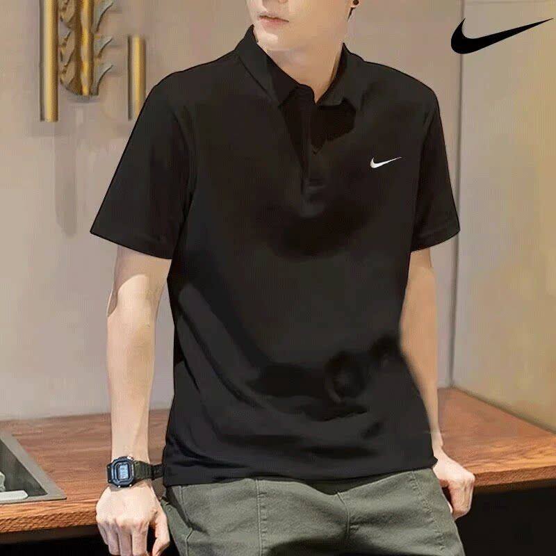 黑色速干polo衫耐克商务