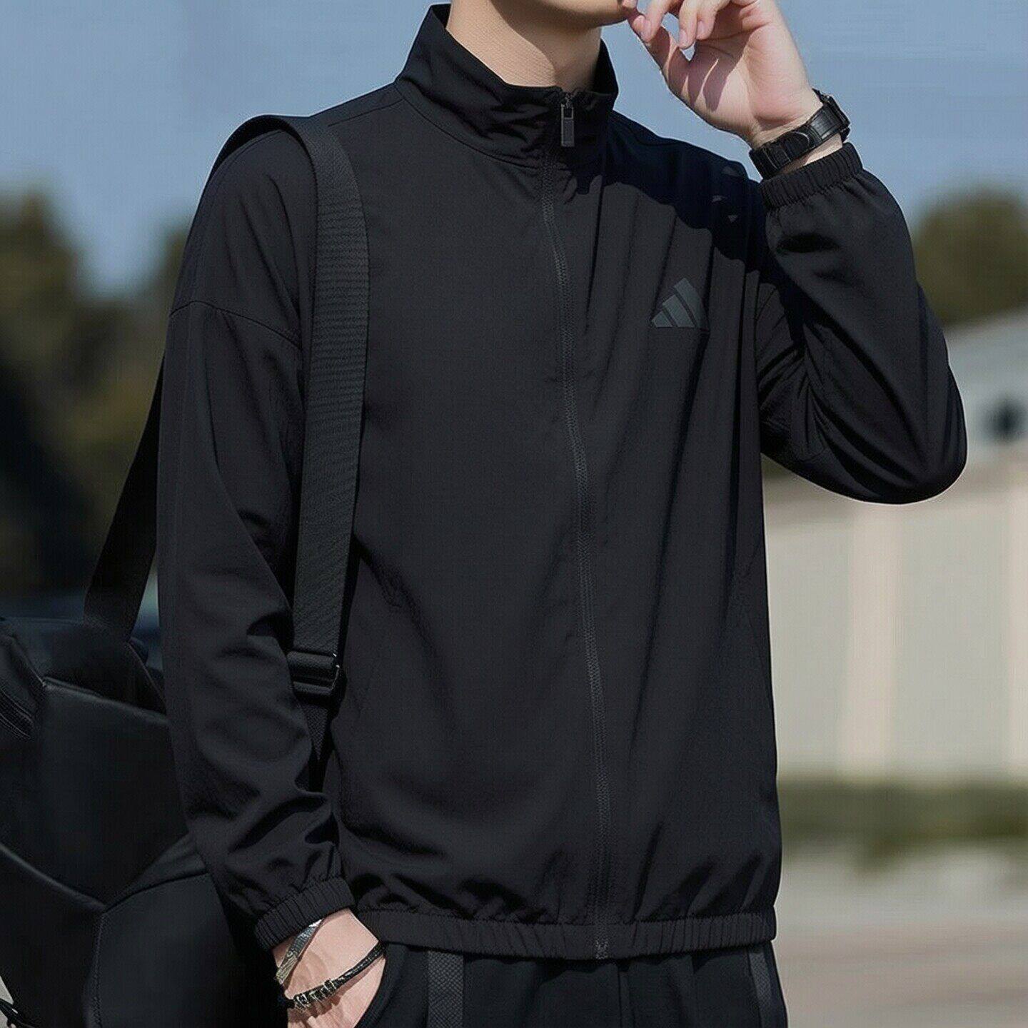 阿迪达斯棒球服男外套新款梭织薄款上衣宽松运动服休闲立领夹克