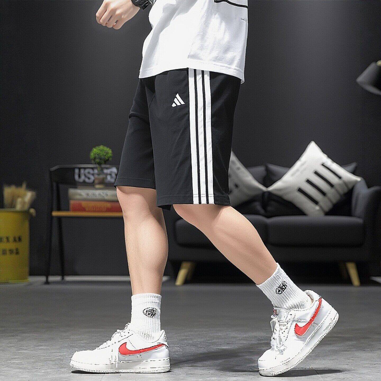 Adidas三条纹短裤男夏季
