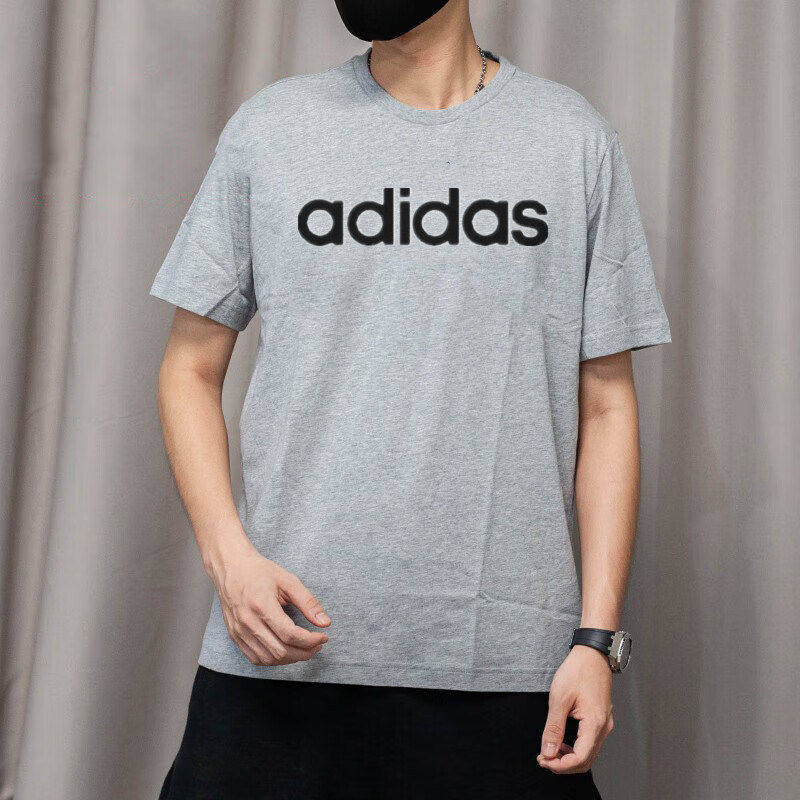 Adidas灰色短袖男夏季运