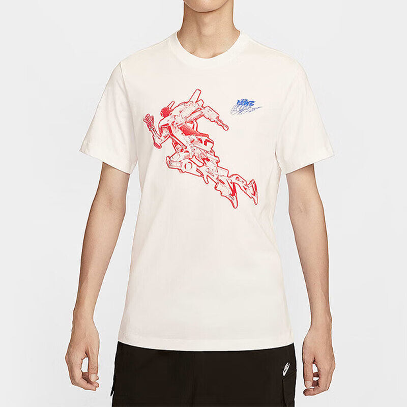 Nike耐克2026年新款短袖T恤男白色机甲印花运动休闲上衣个性潮流