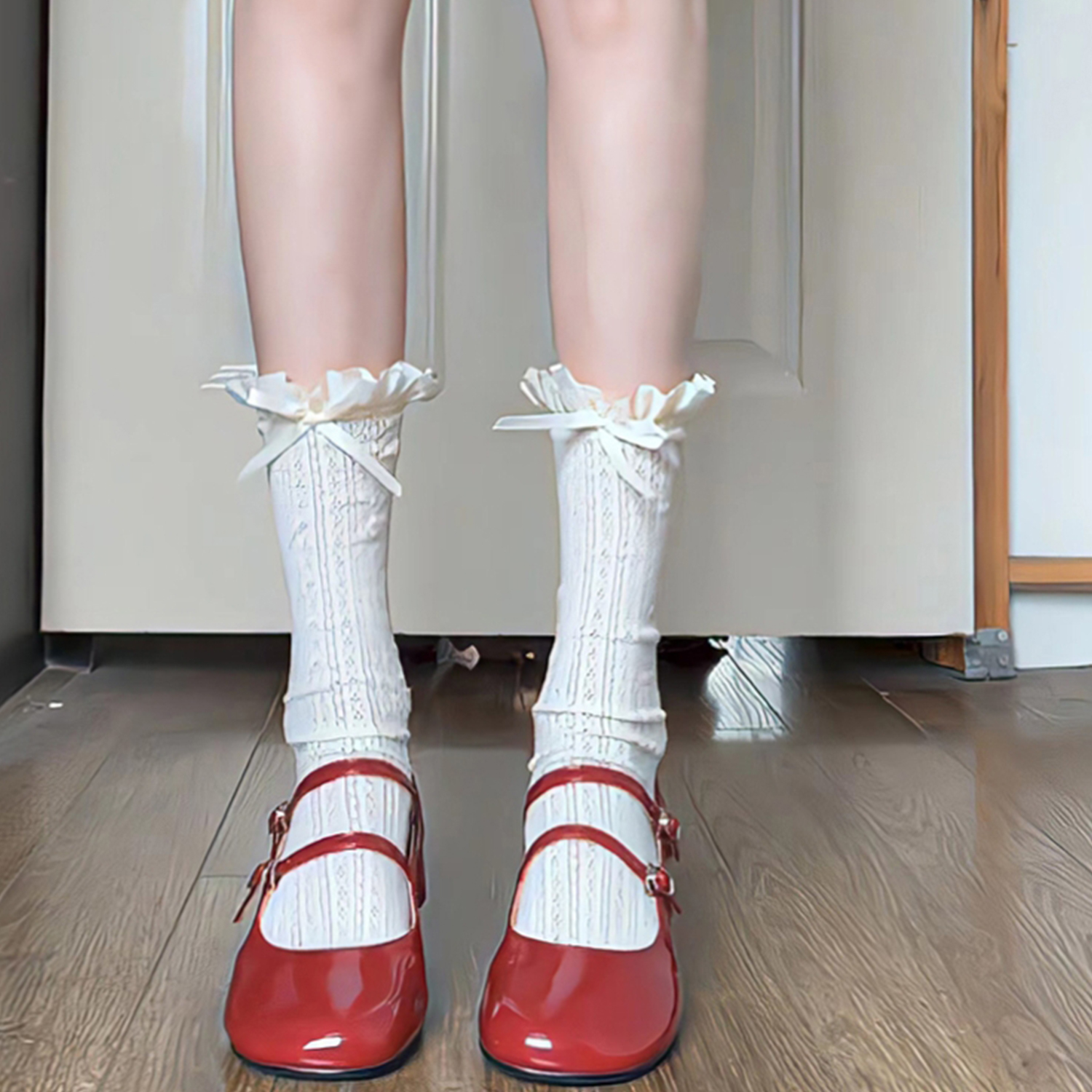 白色蕾丝袜子玛丽珍夏季堆堆袜女