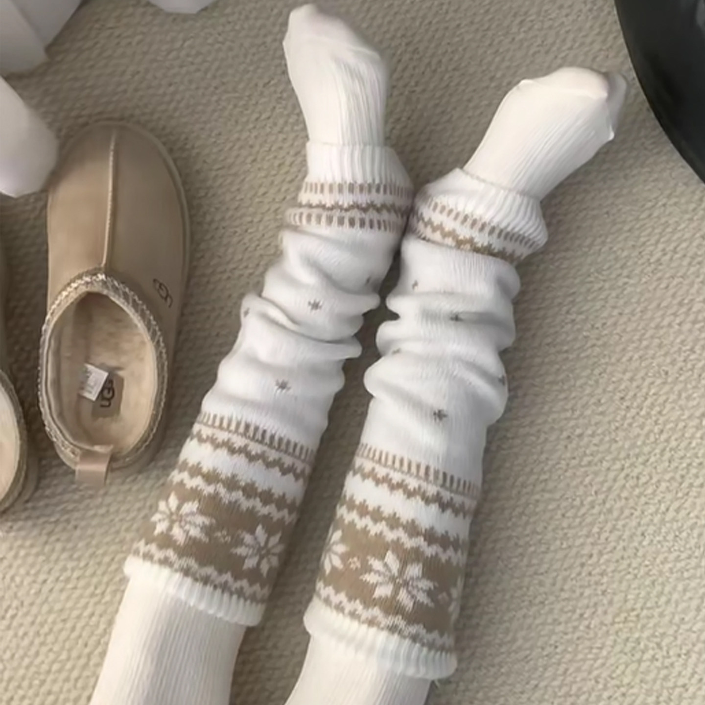 费尔岛袜套堆堆袜配勃肯鞋白色小腿袜冬加厚保暖腿套冬季长筒袜女,女士内衣/男士内衣/家居服,长筒袜,淘宝优惠券,粉丝福利购,淘宝优惠卷