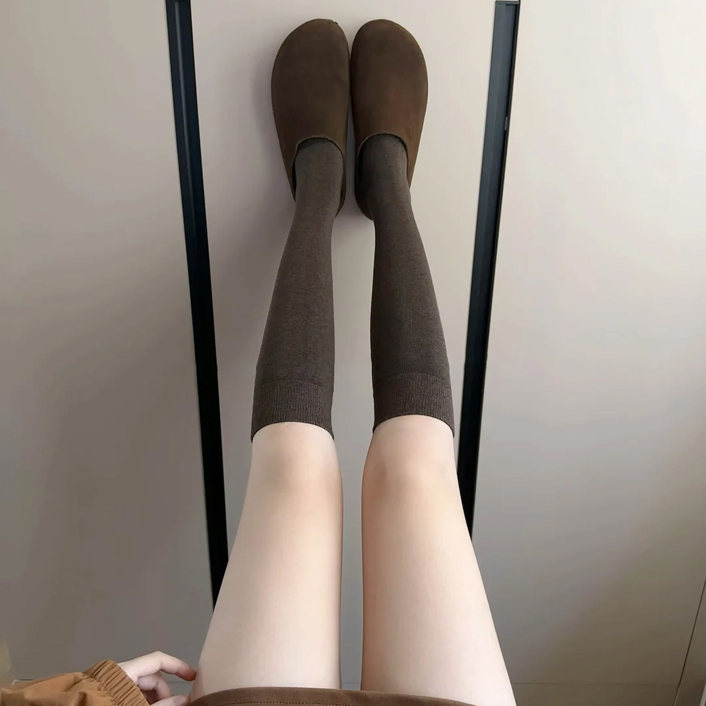 咖色小腿袜子女款秋堆堆袜配勃肯鞋的袜子冬长筒袜显瘦袜子miu系,女士内衣/男士内衣/家居服,长筒袜,淘宝优惠券,粉丝福利购,淘宝优惠卷