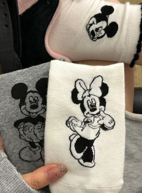 可爱袜子女夏薄款白色堆堆袜配德训鞋的袜子卡通米奇袜子学院风袜