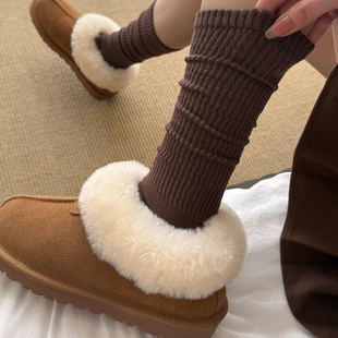 咖色袜子女款 袜子保暖袜冬厚袜子长袜 堆堆袜小腿袜雪地靴袜子冬季