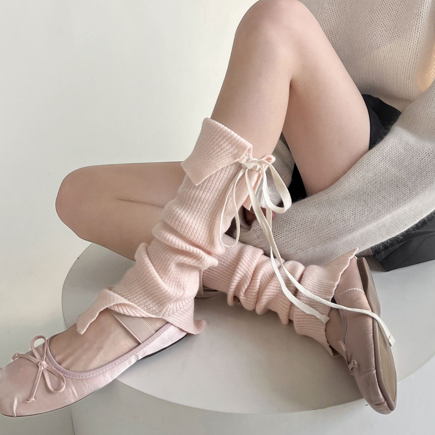 袜套堆堆袜修饰腿型白色小腿袜芭蕾风腿套亚文化蝴蝶结袜子长筒袜,女士内衣/男士内衣/家居服,长筒袜,淘宝优惠券,粉丝福利购,淘宝优惠卷