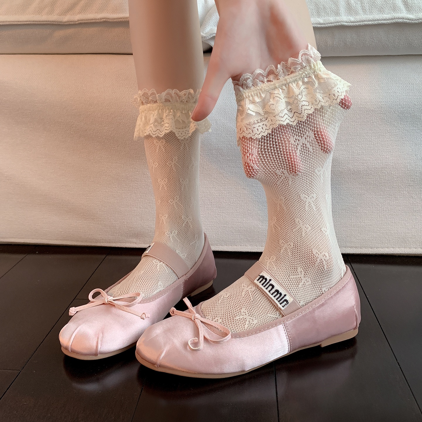 蕾丝袜子女夏薄款白色小腿袜芭蕾