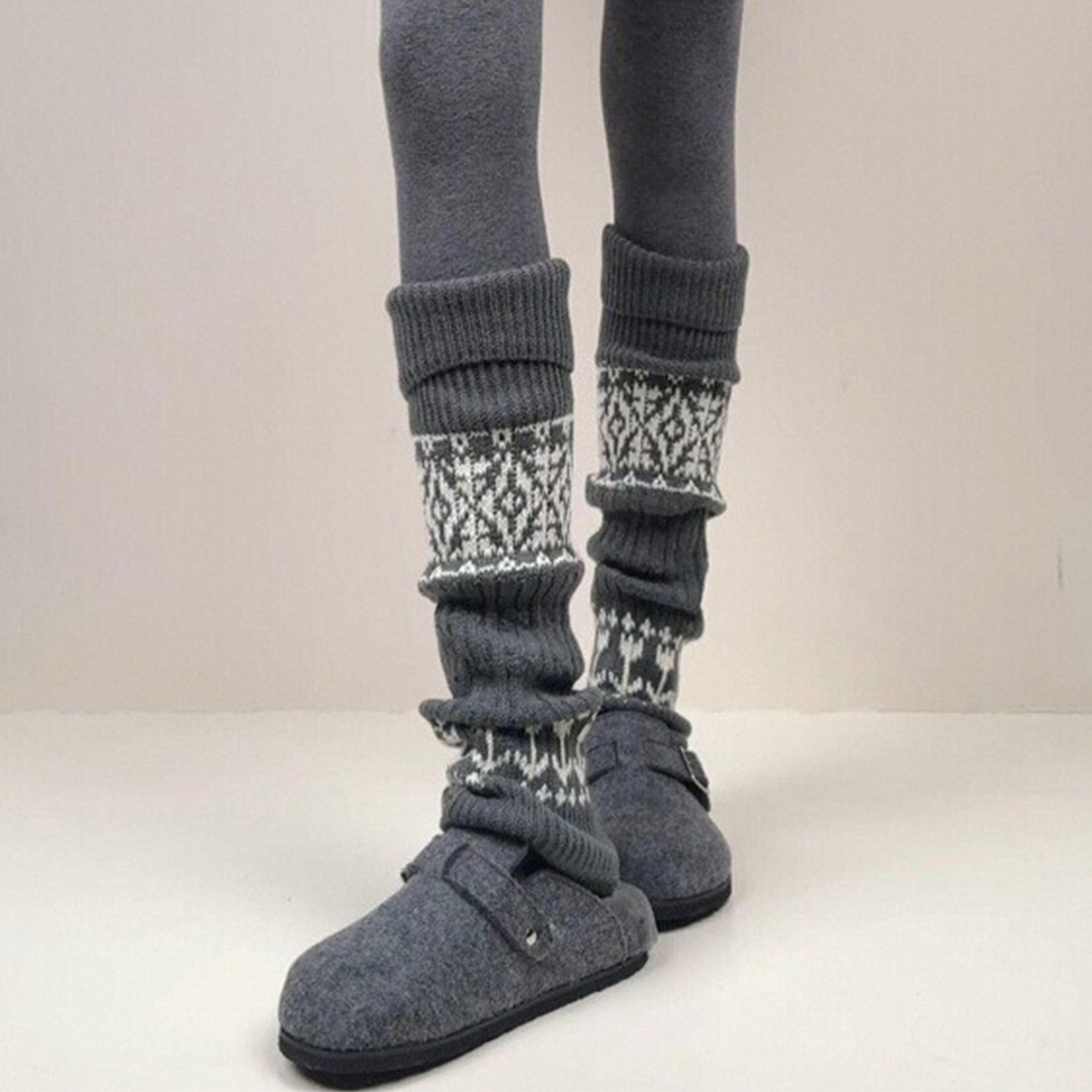 费尔岛袜套堆堆袜配勃肯鞋保暖腿