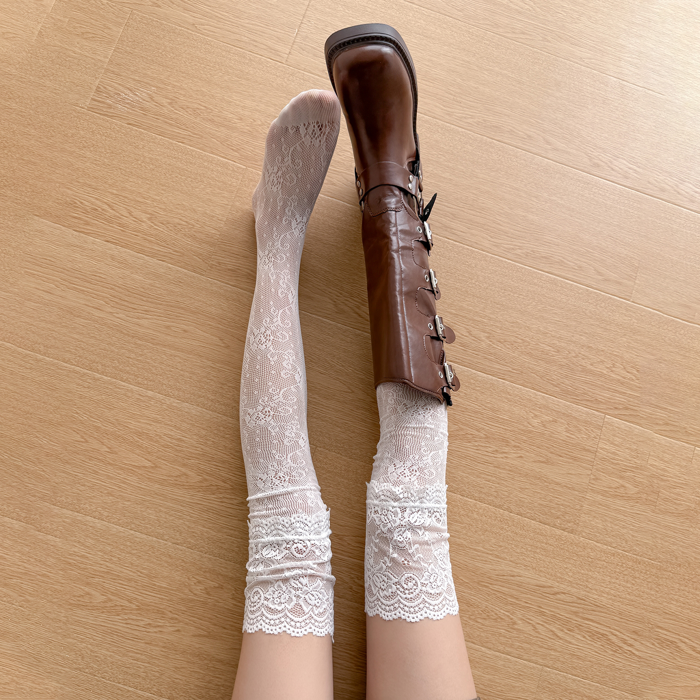 蕾丝过膝袜子女款小腿袜子miu系
