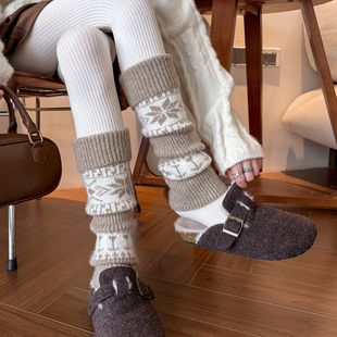 袜套堆堆袜子女款冬加厚保暖腿套长筒袜勃肯鞋搭配袜子雪地靴袜子