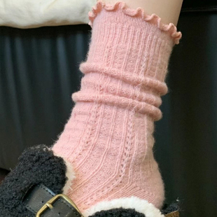 厚袜子女款冬天保暖堆堆袜搭配勃肯鞋袜子秋冬白色中筒袜冬季长袜