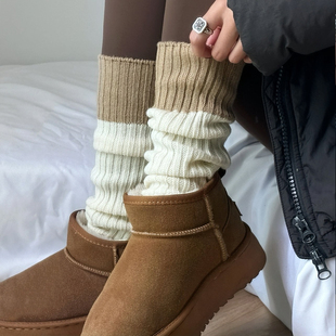 雪地靴袜套堆堆袜秋冬配鲨鱼裤 长筒袜 针织腿套y2k灰色小腿袜冬季