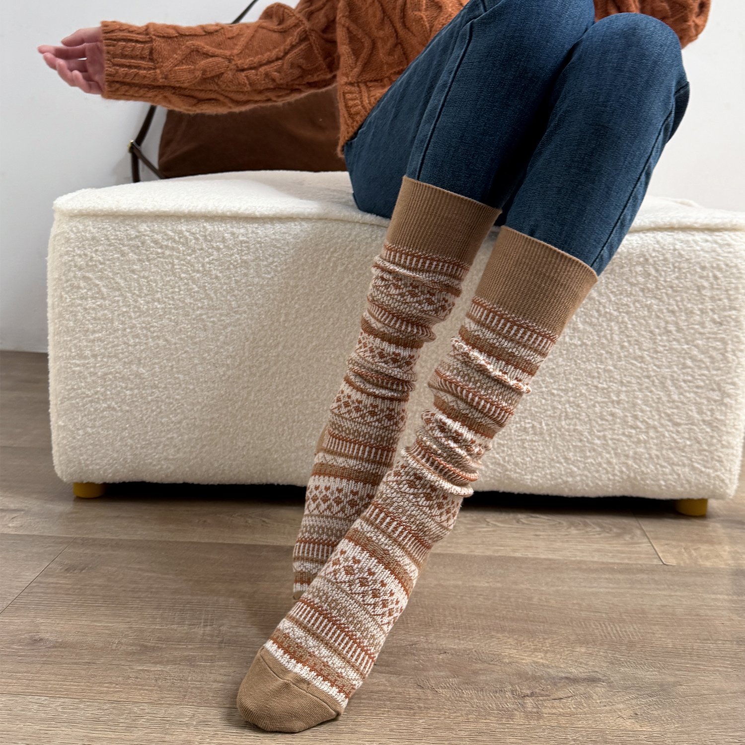 美拉德小腿袜子女秋冬复古名族风