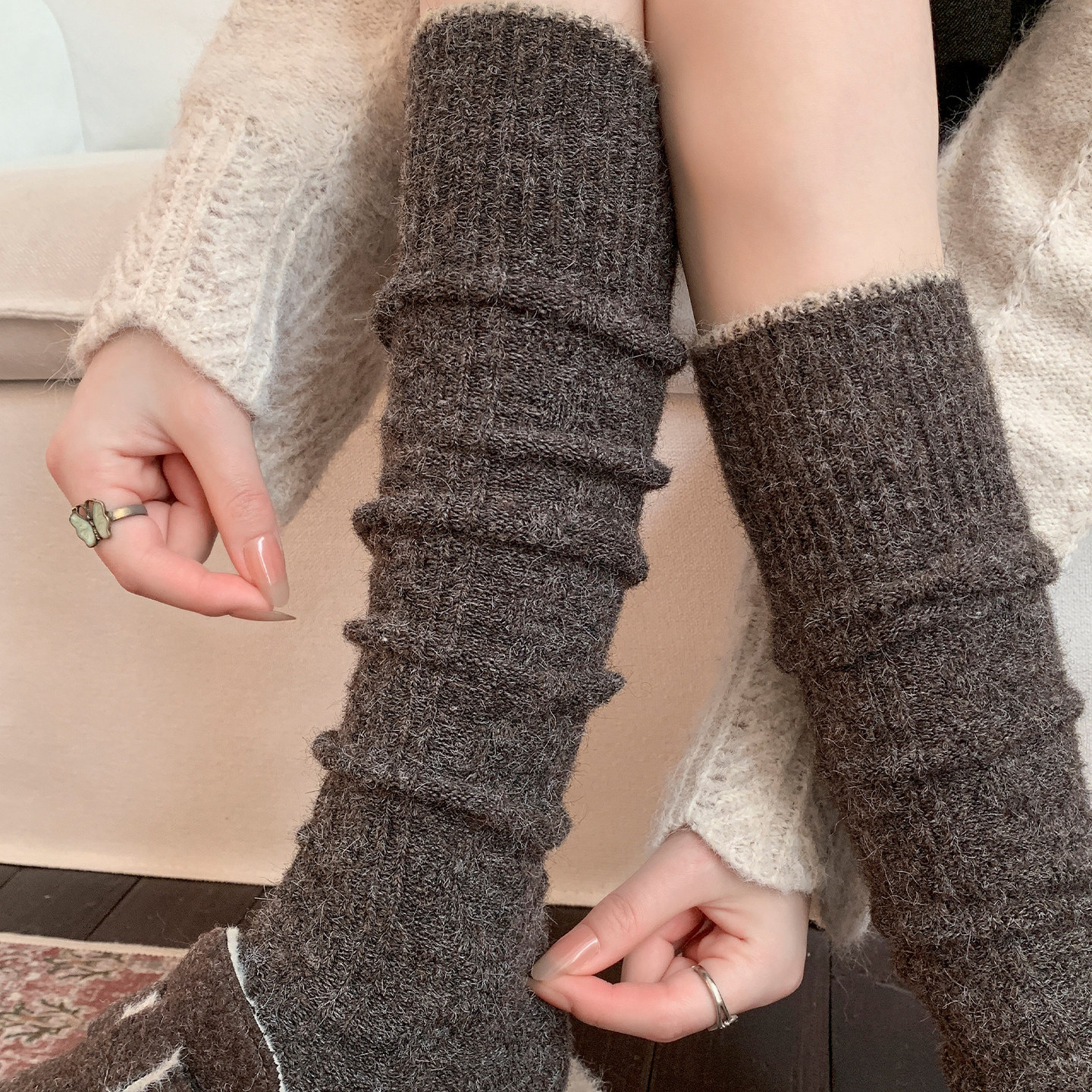 羊毛小腿袜冬加厚腿袜堆堆袜长款厚袜子保暖长筒袜配靴子冬季长袜,女士内衣/男士内衣/家居服,长筒袜,淘宝优惠券,粉丝福利购,淘宝优惠卷