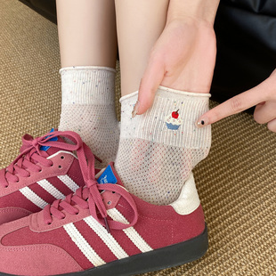 卡通袜子女款 中筒袜日系可爱短袜卷边袜 ins潮网红新款 春夏天薄款